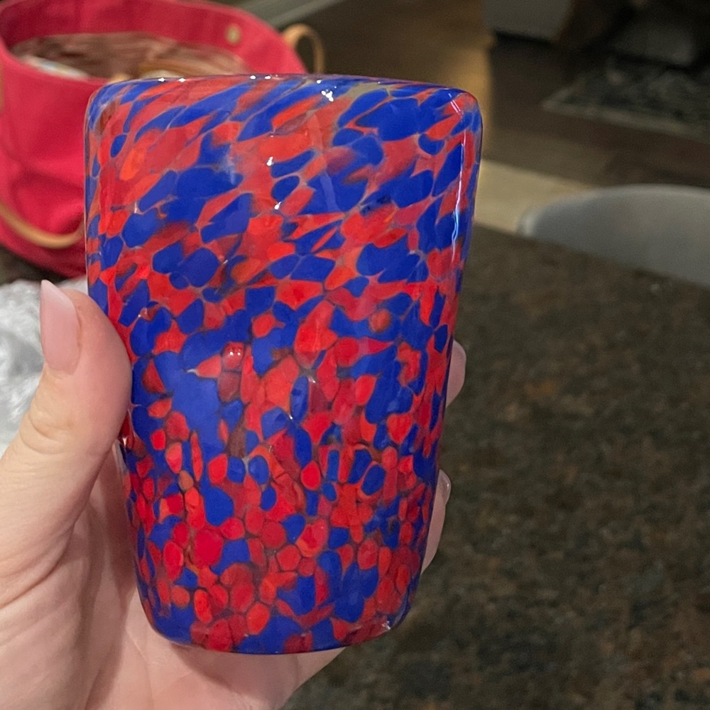 Beautiful Art Red/Blue Blown Glasses / 6 Glasses ❤️💙